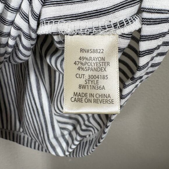 Max Studio Plus Size 2X Tunic Top White Stripe Crew Neck Tie Sleeves Comfy Flowy - Picture 9 of 9